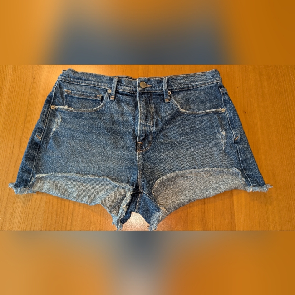 Good American High Rise Denim Shorts, Size 8